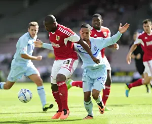 Coventry City V Bristol City Prints: Marlon Harewood Clutches Ball from Jordan Clarke in Intense Coventry vs