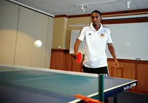 Pre Season Tour Sweden Prints: Marlon Jackson of Bristol City FC Practicing Table Tennis During Training