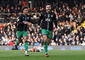 Images Dated 12th March 2016: Marlon Pack and Bobby Reid Celebrate Equalizing Goal for Bristol City at Craven Cottage