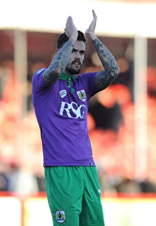 Images Dated 7th March 2015: Marlon Pack of Bristol City Applauding Fans at Crawley Town's Broadfield Stadium