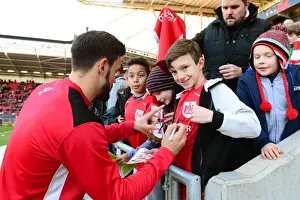 Bristol City V Reading Prints: Marlon Pack of Bristol City Greets Fans with Signatures Amidst the Thrills of the Sky Bet Championship Match vs
