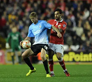Bristol City V Bradford Prints: Marlon Pack Closes In: Intense Moment from Bristol City vs Bradford City, 2014