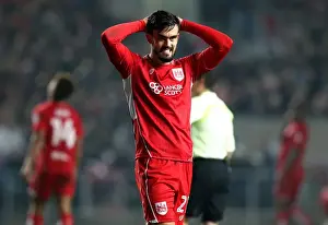 Bristol City V Hull City Prints: Marlon Pack in Disbelief: Wide Miss Costs Bristol City in EFL Cup Match against Hull City