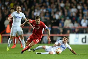 Bristol City V Leeds United Prints: Marlon Pack Escapes Pablo Hernandez: Thrilling Moment from Bristol City vs Leeds United