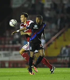 Round 2 Prints: Marlon Pack Heads the Ball Over Grandin in Bristol City vs Crystal Palace Clash, 2013
