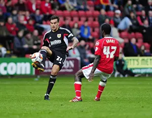 Marlon Pack Passes the Ball in Crewe V Bristol City Football Match, 2013