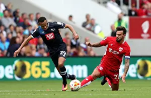 Bristol City V Derby County Prints: Marlon Pack Tackles Marcus Olsson in Intense Bristol City vs