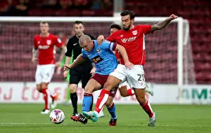 Glanford Park Prints: Marlon Pack Tackles Stephen Dawson: Intense Moment from Scunthorpe United vs