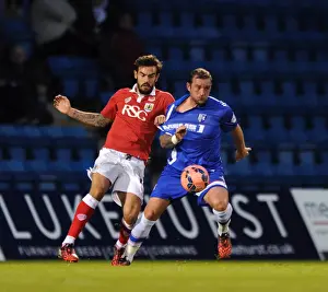 Gillingham V Bristol City Prints: Marlon Pack vs. Danny Kedwell: Intense Battle at Priestfield Stadium during Gillingham vs