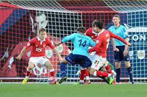 Bristol City V AFC Telford Prints: Marlon Pack vs. Josh Hancock: Intense Moment in the FA Cup Clash Between Bristol City and AFC Telford United