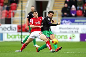 Rotherham V Bristol City Prints: Marlon Pack vs. Richard Smallwood: Intense Tackle in Rotherham United vs