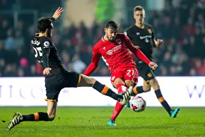 Bristol City V Hull City Prints: Marlon Pack vs. Ryan Mason: Intense Moment at Ashton Gate Stadium - Bristol City vs