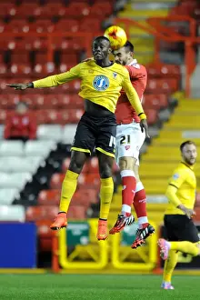 Maron Pack of Bristol City Challenges Adebayo Azeez of AFC Wimbledon for the Ball - Johnstone's Paint Trophy Clash