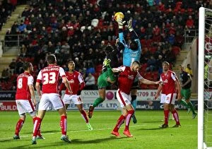 Images Dated 28th November 2015: Maron Pack of Bristol City Challenging Lee Camp of Rotherham United - Sky Bet Championship Clash