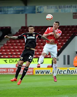 Walsall V Bristol City Prints: Maron Pack vs. Andrew Butler: Intense Aerial Battle in Walsall vs