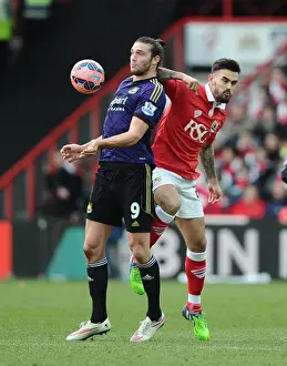 Bristol City V West Ham Prints: Maron Pack vs. Andy Carroll: Aerial Battle at Ashton Gate - Bristol City vs