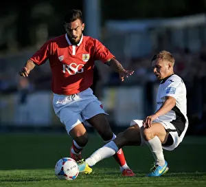 Maron Pack vs Joe McClennan: Intense Moment in Pre-Season Friendly between Weston-super-Mare and Bristol City