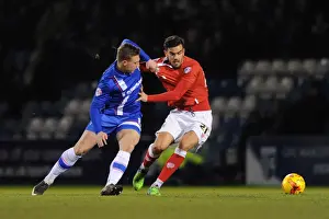 Gillingham V Bristol City Prints: Maron Pack vs Luke Norris: Intense Battle for Possession in Bristol City vs Gillingham Football Match