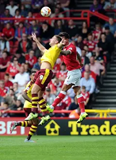Burnley V Bristol City Prints: Maron Pack vs. Sam Vokes: Intense Aerial Battle at Ashton Gate - Bristol City vs