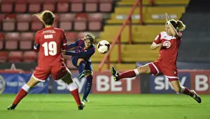 Marta Corredera of FC Barcelona Pressures Bristol Academy in UEFA Women's Champions League Match