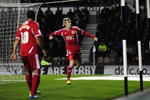 Images Dated 10th December 2011: Martyn Woolford's Goal Celebration: Derby County vs. Bristol City (Championship 2011)