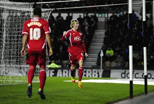 Derby County V Bristol City Prints: Martyn Woolford's Thrilling Goal Celebration: Derby County vs