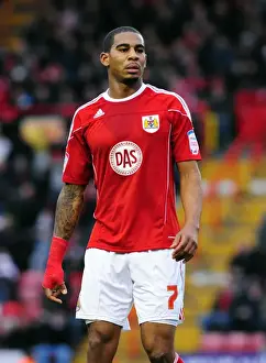 Bristol City V Derby County Prints: Marvin Elliott in Action: Bristol City vs Derby County