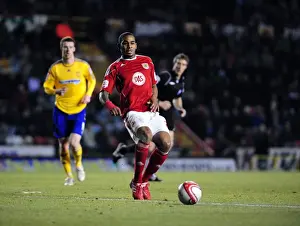 Bristol City V Derby County Prints: Marvin Elliott in Action: Championship Clash between Bristol City and Derby County