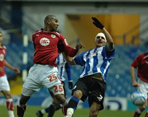 Sheffield Wednesday V Bristol City Collection: Marvin Elliott and Marcus Tudgay tussle for