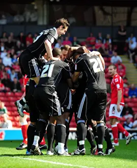 Framed Print : Marvin Elliott Scores the Opener: Thrilling Championship Clash at Oakwell Stadium (Barnsley vs. Bristol City, 09 / 04 / 2011)
