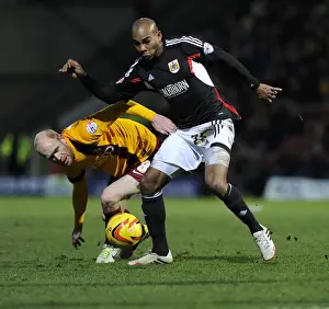 Bradford City V Bristol City Prints: Marvin Elliott Stands Firm Against Kennedy's Pressure: A Football Rivalry at Coral Windows Stadium