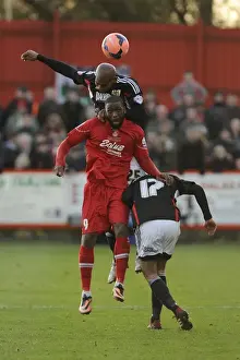 Marvin Elliott vs. Justin Richards: Aerial Battle in FA Cup Match between Tamworth and Bristol City