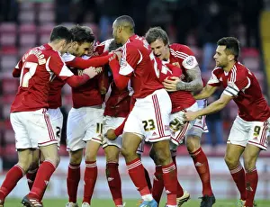 Bristol City V Carlisle United Prints: Marvin Elliott's Double Strike: Thrilling Celebration with Bristol City (Sky Bet League One)