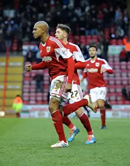 Bristol City V Carlisle United Prints: Marvin Elliott's Euphoric Goal Celebration: A Memorable Moment at Ashton Gate (February 1)