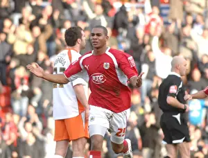 Bristol City V Blackpool Prints: Marvin Elliott's Euphoric Winning Goal: A Thrilling Moment for Bristol City Against Blackpool