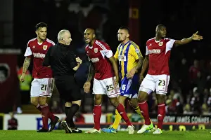 Bristol City V Brentford Prints: Marvin Elliott's Frustration: A Heated Moment at Ashton Gate during Bristol City vs