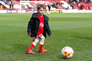 Images Dated 5th March 2016: Mascots of Bristol City and Cardiff City Warm Up Ahead of Championship Clash at Ashton Gate Stadium