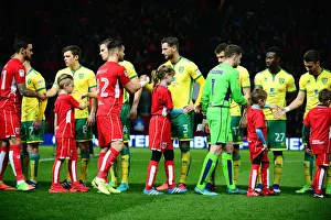 Mascots of Bristol City and Norwich City Football Clubs Share a Moment at Ashton Gate - Sky Bet Championship (07)
