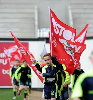 Bristol City V Barnsley Prints: Mascots from Hutton JFC Parade at Half-Time during Bristol City vs Barnsley Football Match