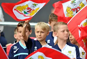 Bristol City V Derby County Prints: Mascots of North Somerset Football Development Kick Off Bristol City vs Derby County Championship Match at Ashton Gate