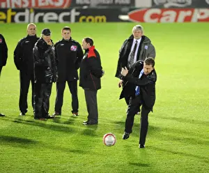 Plymouth Argyle V Bristol City Prints: Match Officials and Managers Collaborate in Pitch Inspection: Plymouth Argyle vs