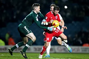 Leeds United V Bristol City Prints: Matty Taylor Beats Robert Green to the Ball: Leeds United vs