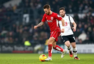 Derby County V Bristol City Prints: Matty Taylor Charges Forward: Derby County vs. Bristol City, 11/02/2017