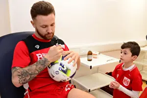 Bristol City V Fulham Prints: Matty Taylor Greets Mascot with Autographs Before Bristol City vs. Fulham