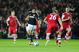 Framed Print : McLaughlin's Charging Run: A Pivotal Moment in Southampton vs. Bristol City Football Showdown