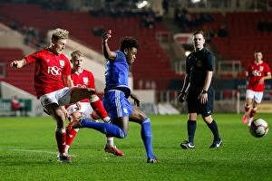 Images Dated 14th December 2015: Menayese vs Andrews: Intense Clash between Young Stars in FA Youth Cup Match at Ashton Gate