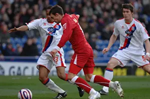 Michael McIndoe tries to beat crystal palace right back Nathanial Clyne