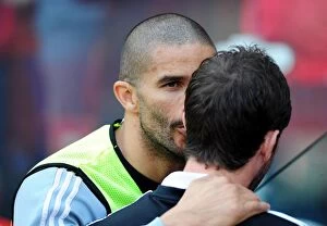 Images Dated 24th March 2012: Middlesbrough vs. Bristol City: A Light-Hearted Moment Between David James