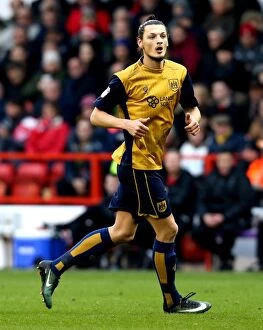 Images Dated 21st January 2017: Milan Djuric in Action: Nottingham Forest vs. Bristol City, Sky Bet Championship 2017