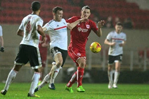 Images Dated 22nd February 2017: Milan Djuric Battles for the Ball: Bristol City vs Fulham, Sky Bet Championship, 2017